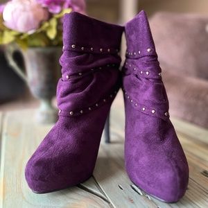 Faux Suede Purple Boots